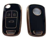Opel Astra J Insignia Chevrolet Cruze Uyumlu Nano Kumanda Anahtar Kılıfı Oto Anahtarlık Siyah Gold thumbnail 4