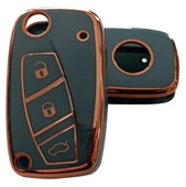 Linea Fiorino Nemo Bipper Uyumlu Nano Silikon Kumanda Anahtar Kılıfı Oto Anahtarlık Gri Gold thumbnail 1