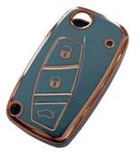 Linea Fiorino Nemo Bipper Uyumlu Nano Silikon Kumanda Anahtar Kılıfı Oto Anahtarlık Gri Gold thumbnail 2