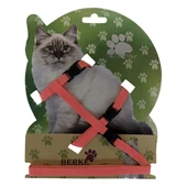 Gezdirme Kayışlı Dokuma Kedi Göğüs Tasma Seti 20*32-120 cm Kiremit - 1