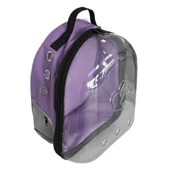 Kalpli Patili Astronot Şeffaf Taşıma Sırt Çantası Lila 24x32x42 cm - 3