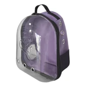 Kalpli Patili Astronot Şeffaf Taşıma Sırt Çantası Lila 24x32x42 cm - 12