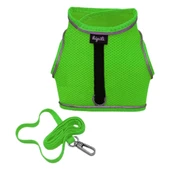 Çift Kilitli Sportif Kedi Köpek Göğüs Tasma Seti 30-38 cm Small Yeşil thumbnail 1