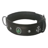 Markapet Deri Tavus Kuşu Tüyü Taşlı Köpek Boyun Tasması 44-50 cm Siyah thumbnail 2