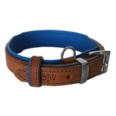 Markapet Lüks Deri Köpek Boyun Tasması 2x25-32 cm Mavi Kahverengi thumbnail 5