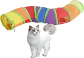 Gökkuşağı Desenli S Model Kedi Oyun Tüneli, Katlanabilir 125 cm - 6