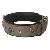 Markapet Deri Doğal Taşlı Köpek Boyun Tasması 44-50 cm Medium Taba thumbnail 2