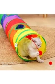 Gökkuşağı Desenli  Kedi Oyun Tüneli, Katlanabilir 125 cm - 4