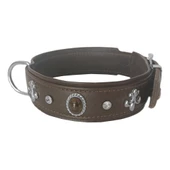 Markapet Deri Doğal Taşlı Köpek Boyun Tasması 44-50 cm Medium Kahverengi - 4