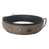 Markapet Deri Doğal Taşlı Köpek Boyun Tasması 44-50 cm Medium Taba thumbnail 6