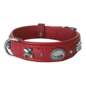 Markapet Deri Parlak Taşlı Köpek Boyun Tasması 28-32 cm X-Small Kırmızı - 4