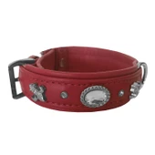 Markapet Deri Parlak Taşlı Köpek Boyun Tasması 28-32 cm X-Small Kırmızı - 3