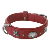 Markapet Deri Parlak Taşlı Köpek Boyun Tasması 28-32 cm X-Small Kırmızı - 8