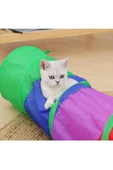Gökkuşağı Desenli  Kedi Oyun Tüneli, Katlanabilir 125 cm - 5