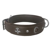 Markapet Deri Doğal Taşlı Köpek Boyun Tasması 44-50 cm Medium Kahverengi - 11