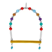 Markapet Ahşap Tünekli Şeffaf Boncuklu Kuş Salıncağı 10-12 cm Renkli - 6