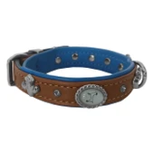 Markapet Deri Taşlı Ve Figürlü Köpek Boyun Tasması 25-30 cm Kahverengi Mavi thumbnail 1