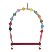 Markapet Ahşap Tünekli Şeffaf Boncuklu Kuş Salıncağı 10-12 cm Renkli - 1