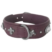 Markapet Deri Parlak Taşlı Köpek Boyun Tasması 28-32 cm X-Small Mor - 1