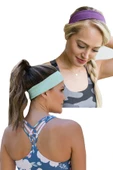 2'li Spor Saç Bantları - Kadın & Erkek Yoga Makyaj Bandana Yüz Yıkama Cilt Bakım Spor Gym Spa Saç Bandı Seti - 4