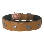 Doggie Konfor Deri Köpek Figürlü Köpek Boyun Tasması 56-64 cm XL Kamel - 1