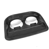 Servis Tepsili Plastik İkili Kedi Köpek Mama Ve Su Kabı 35x46 cm Siyah-Beyaz thumbnail 6