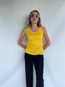 Kadın Basic Yuvarlak Yaka Koyu Sarı Atlet thumbnail 2