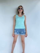 Kadın Basic Yuvarlak Yaka Su Yeşili Atlet - 7