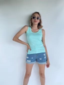 Kadın Basic Yuvarlak Yaka Su Yeşili Atlet - 6