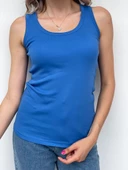 Kadın Basic Yuvarlak Yaka Mavi Atlet - 8