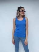 Kadın Basic Yuvarlak Yaka Mavi Atlet - 1