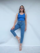 Kadın Basic Yuvarlak Yaka Mavi Atlet - 5