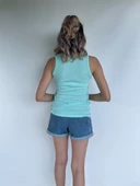 Kadın Basic Yuvarlak Yaka Su Yeşili Atlet - 4