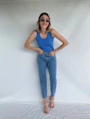 Kadın Basic Yuvarlak Yaka Mavi Atlet - 6