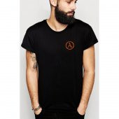 Half Life Logo Baskılı Siyah Erkek Örme Tshirt - 1