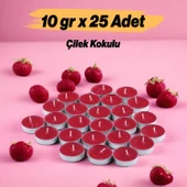 Tealight Mum 25x10 Gr Dekoratif Mumu Kandil Hediyelik Fitilli Mumluk Şamdan Kırmızı Renk Kokusuz - 2