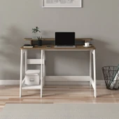 İNARCH DİZAYN Country Ergonomik Çalışma Masası, Modern Bilgisayar Masası Beyaz/Antik Ceviz, Ev-Ofis - 2