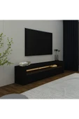 İNARCH DİZAYN Batı Led Işıklı, 2 Kapaklı Tv Ünitesi, Tv Sehpası Siyah thumbnail 5