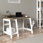 İNARCH DİZAYN Country Ergonomik Çalışma Masası, Modern Bilgisayar Masası Beyaz/Antik Ceviz, Ev-Ofis - 1