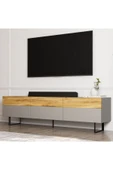 İNARCH DİZAYN Sign Kapaklı Tv Ünitesi, Tv Sehpası - Metal Ayak - Gri/kilim - 2