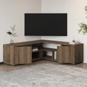 İNARCH DİZAYN Roza Köşe – Çok Amaçlı, Kapaklı TV Sehpası Antik Ceviz - 3