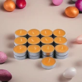 Tealight Mum 25x10 Gr Dekoratif Mumu Kandil Hediyelik Fitilli Mumluk Şamdan Turuncu Renk Kokusuz - 10