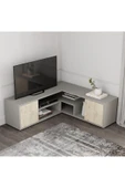 İNARCH DİZAYN Roza Köşe – Çok Amaçlı, Kapaklı TV Sehpası Gri/traverten - 3