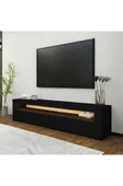 İNARCH DİZAYN Batı Led Işıklı, 2 Kapaklı Tv Ünitesi, Tv Sehpası Siyah thumbnail 3