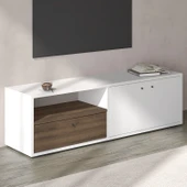 İNARCH DİZAYN Pao Kapaklı Minimal TV Sehpası – 136 cm, Beyaz/Antik Ceviz - 6