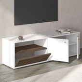 İNARCH DİZAYN Pao Kapaklı Minimal TV Sehpası – 136 cm, Beyaz/Antik Ceviz - 3