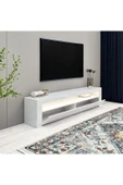 İNARCH DİZAYN Batı Led Işıklı, 2 Kapaklı Tv Ünitesi, Tv Sehpası Parlak Beyaz thumbnail 4