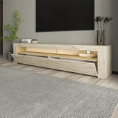 İNARCH DİZAYN Batı Led Işıklı, 2 Kapaklı Tv Ünitesi, Tv Sehpası Traverten thumbnail 3