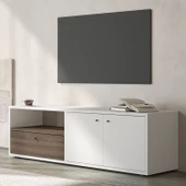 İNARCH DİZAYN Pao Kapaklı Minimal TV Sehpası – 136 cm, Beyaz/Antik Ceviz - 2