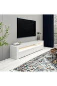 İNARCH DİZAYN Batı Led Işıklı, 2 Kapaklı Tv Ünitesi, Tv Sehpası Parlak Beyaz - 3